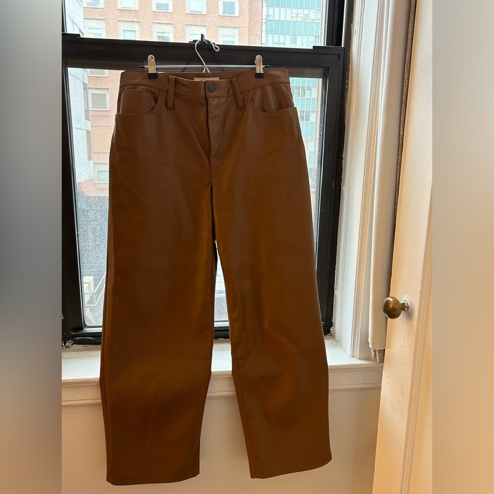 Madewell The Perfect Vintage Wide-Leg Pant: Faux Leather Edition in Pecan Shell